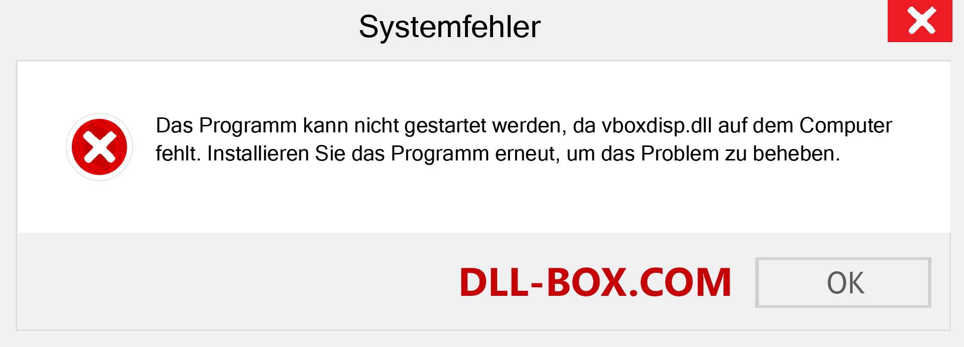 vboxdisp.dll-Datei fehlt?. Download für Windows 7, 8, 10 - Fix vboxdisp dll Missing Error unter Windows, Fotos, Bildern